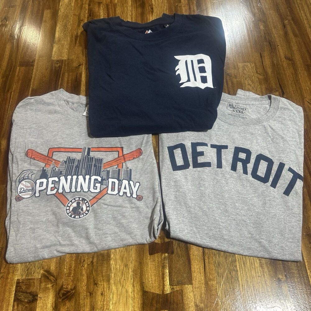Detroit Tigers MLB Baseball Opening Day Men’s Size 3XL Blue T-Shirt Lot Of 3